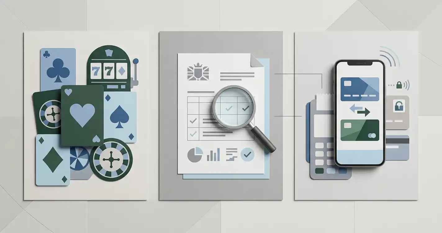 Illustration comparing Winum casino features, licence evidence, payments and mobile access